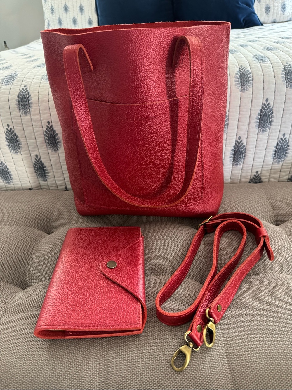 Portland Leather Goods FSCB Tote and M Journal Set - Reba Red